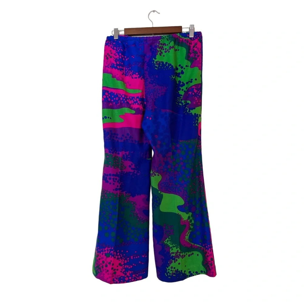 Vintage Psychedelic Op Art Abstract 70s Coordinated Coord 2 Piece Flare Set - Picture 5 of 6